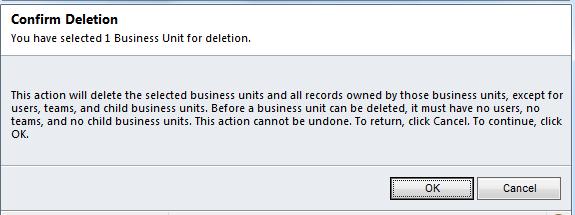 Create, Rename and Delete Business Units in Dynamics CRM 2011