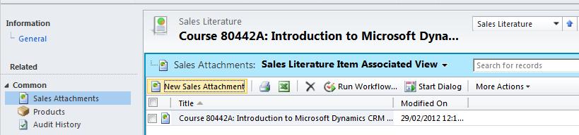 Sales Literature in Microsoft Dynamics CRM 2011