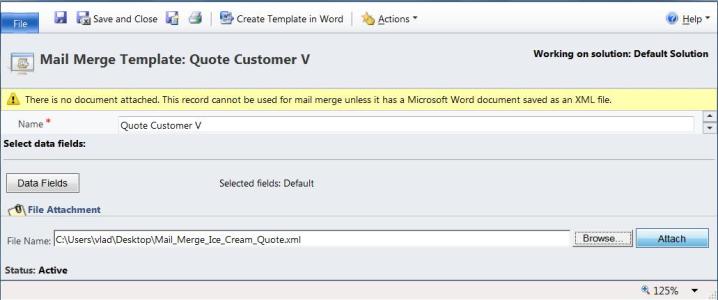 Dynamics CRM 2011, Mail Merge Templates showing Quote Information 