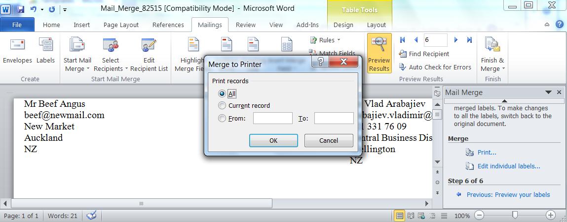 Microsoft Dynamics CRM 2011, Using Mail Merge to create labels