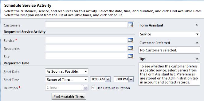 Scheduling Service Activities Dynamics CRM 2011