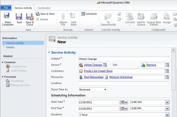 Scheduling Service Activities Dynamics CRM 2011