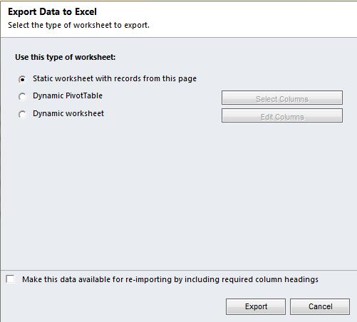 Exporting Static Worksheets to Excel in Dynamics CRM 2011