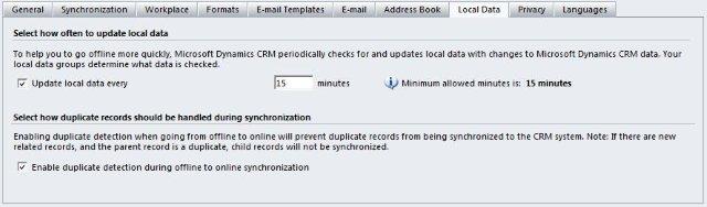 Set Personal Options for Dynamics CRM 2011 Outlook Client