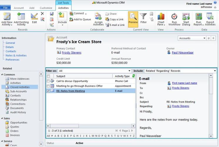 Activities Preview Pane on Any Dynamics CRM 2011 Entity