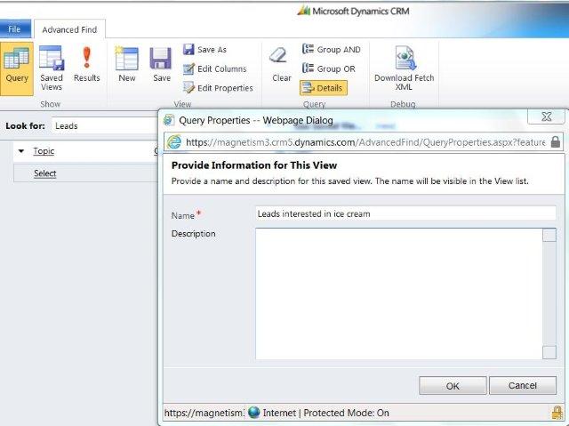 How to create personal view for different sales lead generated from your website in Microsoft Dynamics CRM 2011