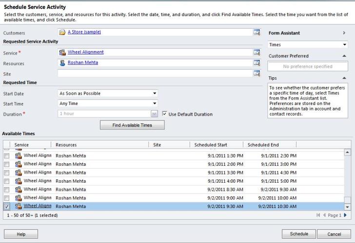 Service Scheduling Error in Microsoft Dynamics CRM 2011