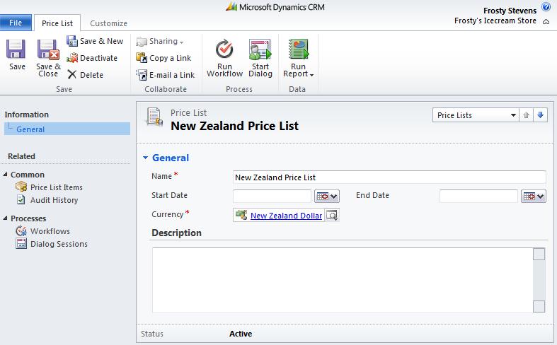 Creating Price Lists in Dynamics CRM 2011