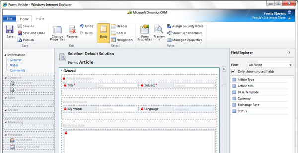 Customizing an Article Form in Dynamics CRM 2011 | Magnetism Solutions ...