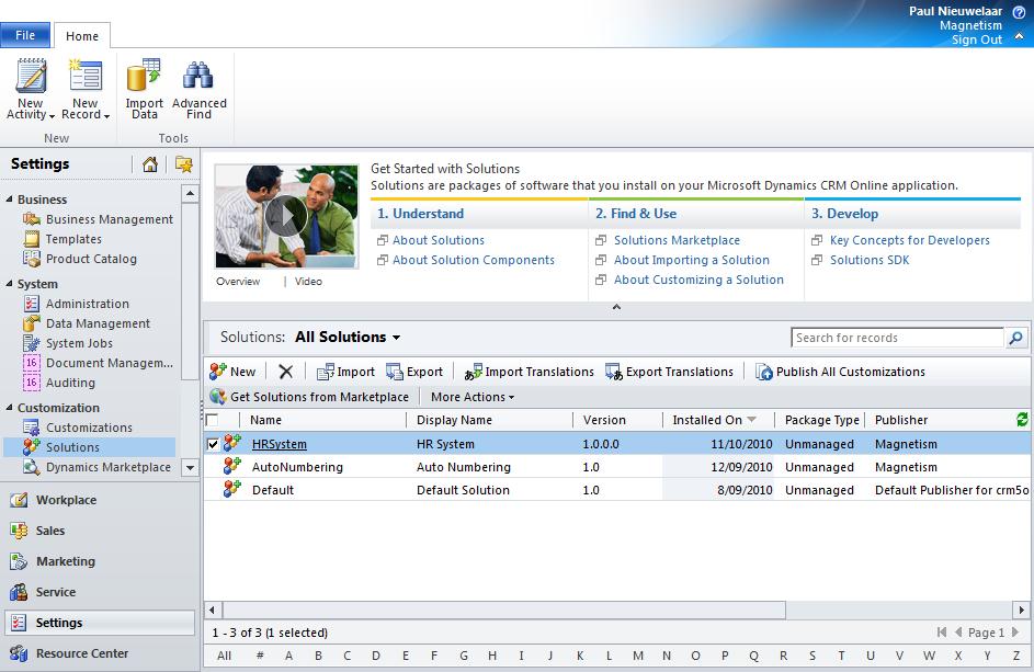Solutions in Microsoft Dynamics CRM 2011
