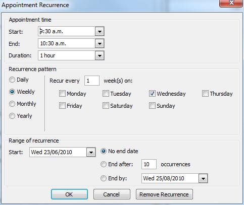 Recurring Appointments in Dynamics CRM 2011