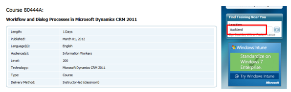 Training in Microsoft Dynamics CRM