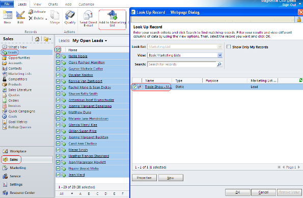 Using Marketing Lists in MS Dynamics CRM 2011