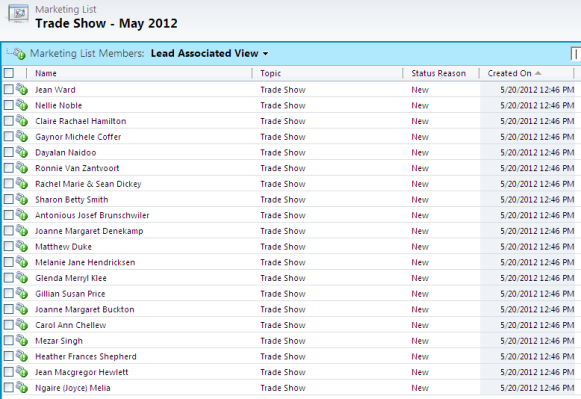 Using Marketing Lists in MS Dynamics CRM 2011