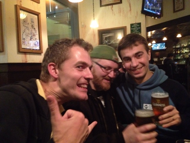 Ronald, David and Andrii drinking