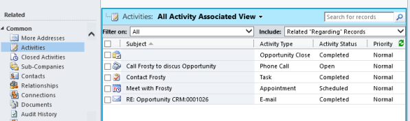 Display all Related Activities in One View Dynamics CRM 2011