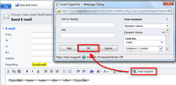Dynamic Clickable Email Hyperlink Dynamics CRM 2011 Workflow
