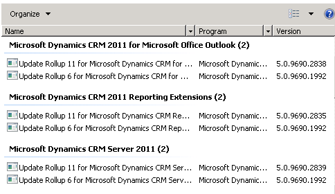 How to Check your Current Dynamics CRM 2011 Rollup Version