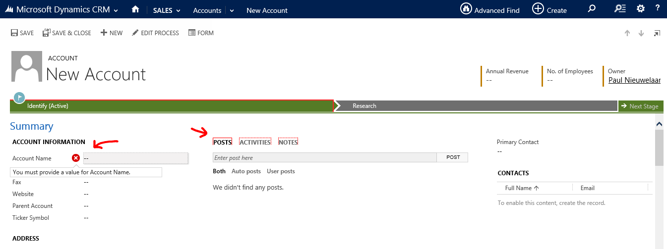 Required Fields Missing Red Asterisk Symbol in Microsoft Dynamics CRM 