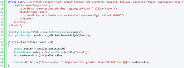 Aggregate Fetch XML Queries in Dynamics CRM 2011 COUNT