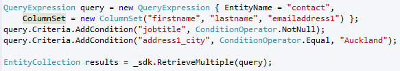 Dynamics CRM 2011 Querying Data with QueryExpression