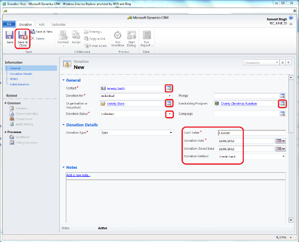 Microsoft Dynamics CRM Managing Donations 